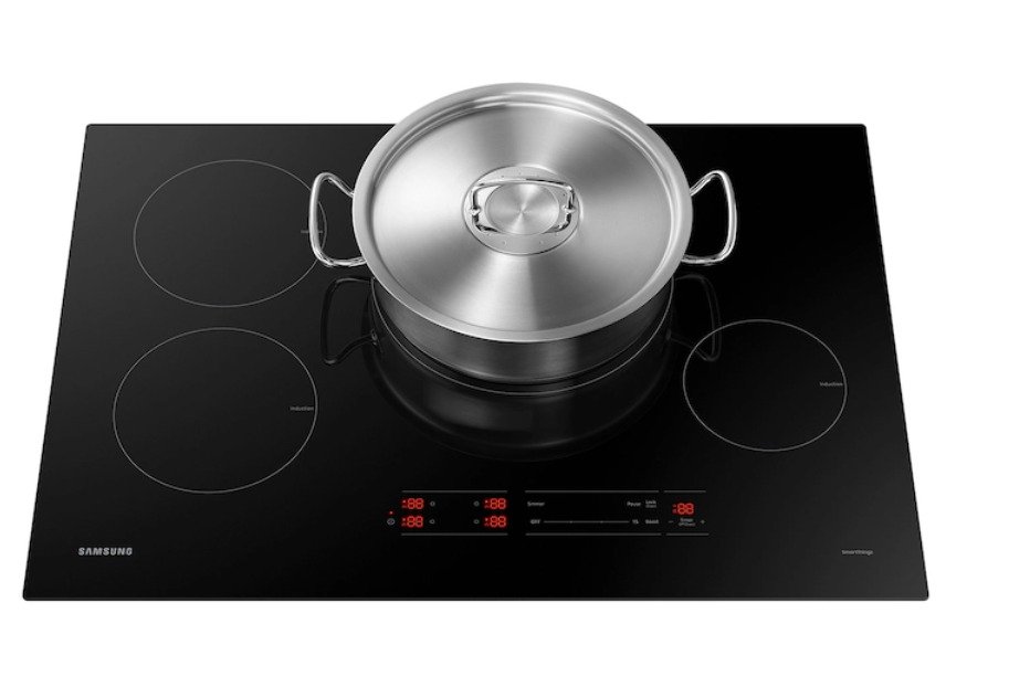 stainless pot on an induction plate